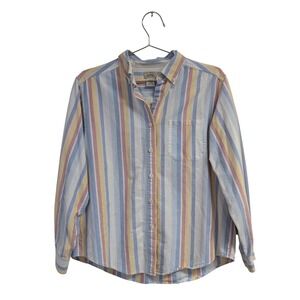 L.L. Bean Pastel Stripe Oxford Shirt Button Front 100% Cotton Menswear Classic M